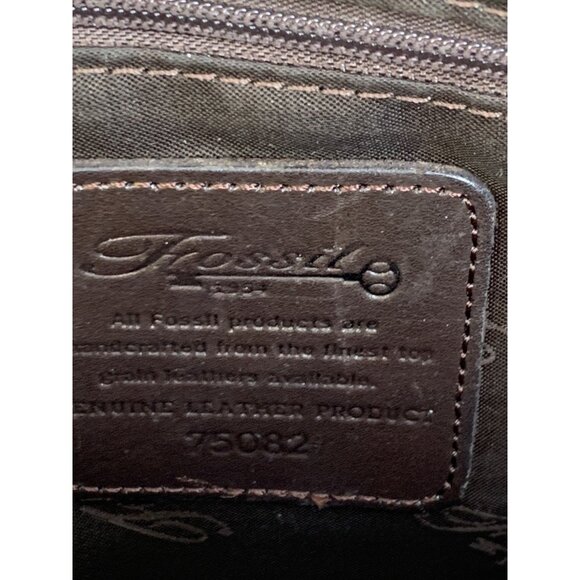 Womens VTG Fossil Brown Pebbled Leather Shoulder Bag Roomy Size Charm Detail GUC - Picture 15 of 16